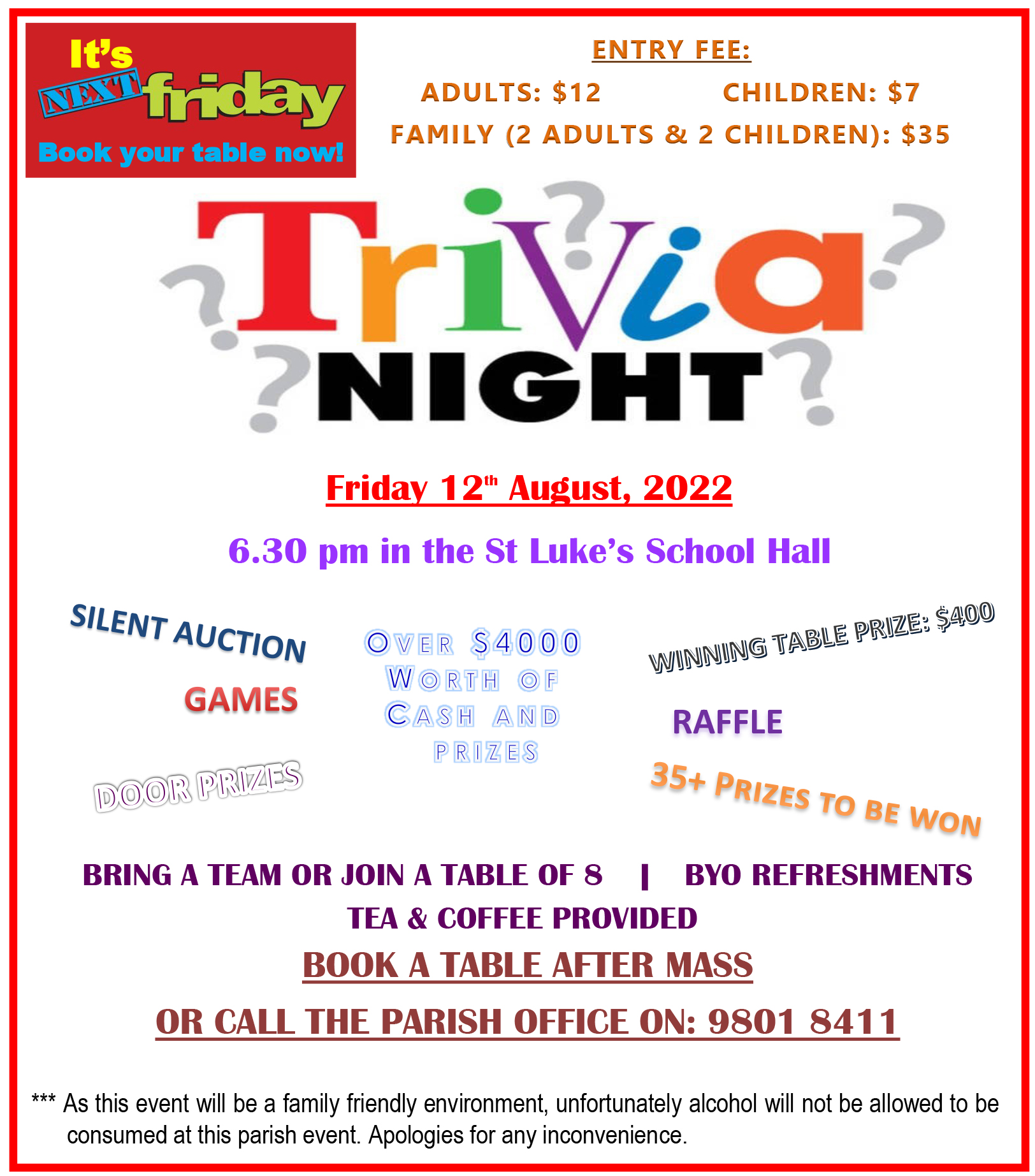 Trivia Night 12 August